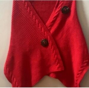 Noelle Red Women's Wrap Shawl Tortoise Shell Large Buttons Winter Fall Festival